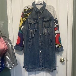 Denim Dress with Colorful Sleeves from runway in NY